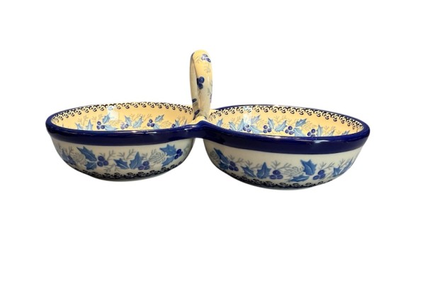 942 Bunzlau dubbele schaal met handvat (oog) 2984X Overige Schalen